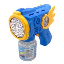 Brinquedo Pistola Lança Bolhas de Sabão Automática com Luzes Infantil Azul Alado