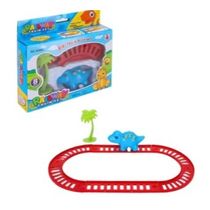 Brinquedo Mini Trem Dinossauro a Corda com 6 Trilhos e 1 Arvore