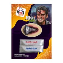 Ferimento Falso Horror Make Parafuso Fincado com Cola e Sangue para Maquiagem de Halloween