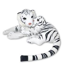 Tigre Branco de Pelúcia com filhote Fofy Toys Pelúcia Realista
