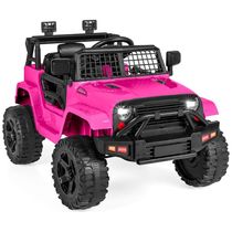 Caminhão Elétrico Infantil Best Choice Products 12V com Controle Remoto para Pais, Suspensão de Molas, Luzes LED, Porta AUX Rosa Vibrante