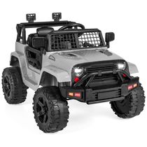 Caminhão Infantil Elétrico 12V Best Choice Products com Controle Remoto para Pais, Suspensão Dianteira, Faróis de LED, Porta AUX - Cinza Claro