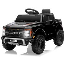 Carrinho Elétrico Infantil Licenciado Ford F150 Raptor 12V, com Controle Remoto, Luzes de LED, Música MP3, Cinto de Segurança 3 Pontos - Preto,Segmart