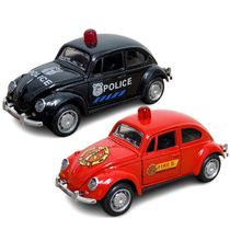 Coleção 2 Fusquinhas de Ferro Fusca Polícia e Bombeiros 1:32 Carrinho Abre Portass