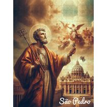 Quebra-Cabeça Religioso Cognitivo São Pedro de 35 peças MDF com chaveiro