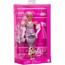 Boneca Barbie Fashion Deluxe STYLE Vestido Metalico Roxo Mattel HYV25