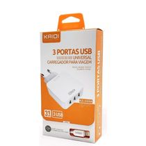 Carregador 3 Portas Tipo Lightning ios Usb 3.1A Kaidi KD-606A Branco