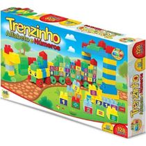 Jogo Blocos de Montar Trenzinho Alfabeto e Números - GGB Brinquedos
