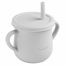 Copo De Silicone Com Canudo Soft 150ml Infantil Pimpolho - Cinza