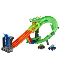 Pista De Percurso - Hot Wheels - Tubarões Vs. Dinossauros: Destruição Dragão - Mattel
