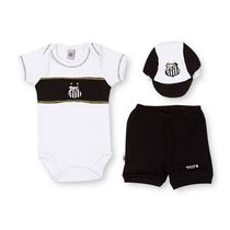 Conjunto Bebê Santos com Body e Boné Curto Oficial