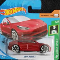 Hot Wheels Green Speed - Tesla Model 3 vermelho