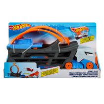 Caminhão Transportador Manobra Radical c/ Looping c/ 1 Carrinho - Stunt e Go - Hot Wheels City - Mattel