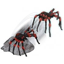 Aranha Animatrônica com Luzes e Movimento para Decoração de Halloween, Preta e Vermelha