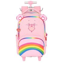 Mochila de Rodinhas Com Alça Luxcel Ursinhos Carinhosos Rosa