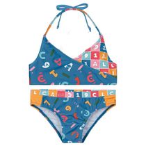 Biquíni de Praia Lilica Ripilica Com Fecho Lettering Azul