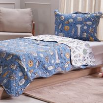 Kit Colcha Casal Ultra Lisse Kids New Rolinho 210x230cm Space