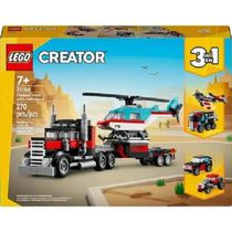 Lego 31146 Creator 3 em 1 - Caminhão de Plataforma com Helicóptero – 270 peças