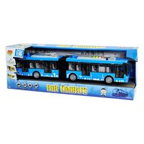 Carro Fricção Big Ônibus Minhocão Sanfonado Luz e Som Azul DM Toys