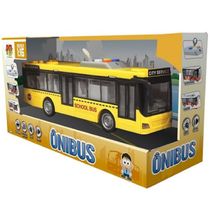 Carro Fricção Ônibus com Luz e Som Amarelo DM Toys