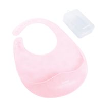 Babador de Silicone Translúcido Com Case Rosa - Pimpolho