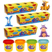 Jogo 12 Potes Massinhas de Modelar Educativo para Festa de Infantil Lembrancinha