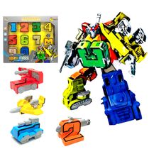 Brinquedo Super Números Transformam Em Carrinhos E 3 Robôs