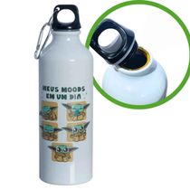 Garrafa Em Alumínio Com Mosquetão Baby Yoda Grogu Meus Moods 500mL Original - Zona Criativa