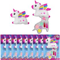 Kit 10 Estojos de Maquiagem Infantil Unicórnio Brinquedo Atacado Lembrancinha de Festa