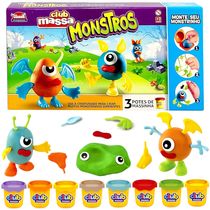 Caixa com 8 Potes de Massinhas Monta Monstros + Acessórios de Modelar Presente