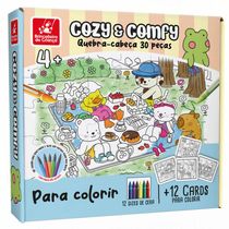 Quebra-Cabeça para Colorir Cozy & Comfy 30 Peças e Brindes