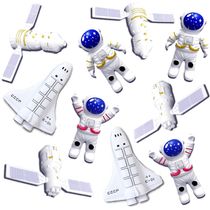 Kit Viagem Espacial 2 Foguetes 4 Satélites 4 Astronautas de Brinquedo Crianças