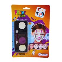 Kit Pintura Facial Infantil Coelho Funny Make Pica Pau Branco Preto Roxo Lavável
