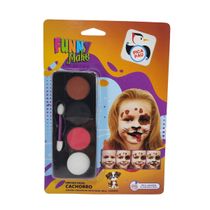 Kit Pintura Facial Infantil Cachorro Funny Make Pica Pau Marrom Preto Vermelho Lavável