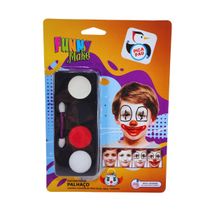 Kit Pintura Facial Infantil Palhaço Funny Make Pica Pau Branco Preto Vermelho Lavável