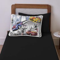 Jogo de Lençol Alegria Solteiro 2 Peças Infantil Estampado Malha 100% Algodão - Carros Race