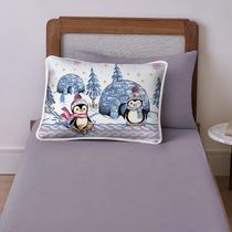 Jogo de Lençol Alegria Solteiro 2 Peças Infantil Estampado Malha 100% Algodão - Pinguins