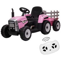 Trator Elétrico Infantil com Faróis LED, Rodas Resistentes e Design Realista - Rosa Claro, Ideal para Crianças de 3 a 6 Anos