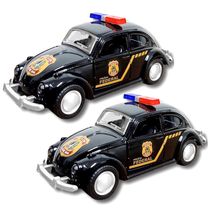 2 Fuscas Metal 12cm Brinquedo Fricção Polícia Federal 1:32 Coleção Infantil