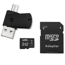 Kit 4 em 1 Cartão de Memória 512GB Ultra High Speed-I U3 + Adptador USB/OTG Tipo C + Adaptador SD - MC155 MC155