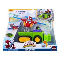 Spidey Veículo 2 em 1 Tanque Hulk Esmaga Com jato Aranha – Função Soco Punho – Sunny