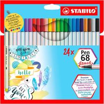 Estojo com 24 Canetas Stabilo Colorida Pen 68 brush
