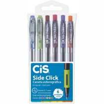 Estojo com 6 Canetas Esferográfica Cis Side Click 0.7mm