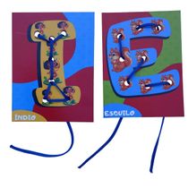 ALINHAVOS DE VOGAIS PLACAS DE MADEIRA + CORDÕES EDUCATIVO