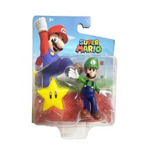 Super Mario - Mini Boneco 7cm - Luigi Com Super Star - Sunny
