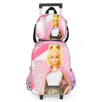 Kit Mochila Rodinhas Lancheira Luxcel Barbie Fashion Rosa