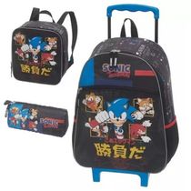 Kit de Mochila De Rodinha Sonic Go Fast + Lancheira + Estojo