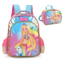 Kit Mochila de Costas Barbie Grande + Lancheira Luxcel