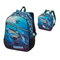 Kit Mochila De Costas Pack Me Shark Cyborg M + Lancheira