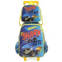 Kit Mochila de Rodinhas Hot Wheels Shark + Lancheira Luxcel